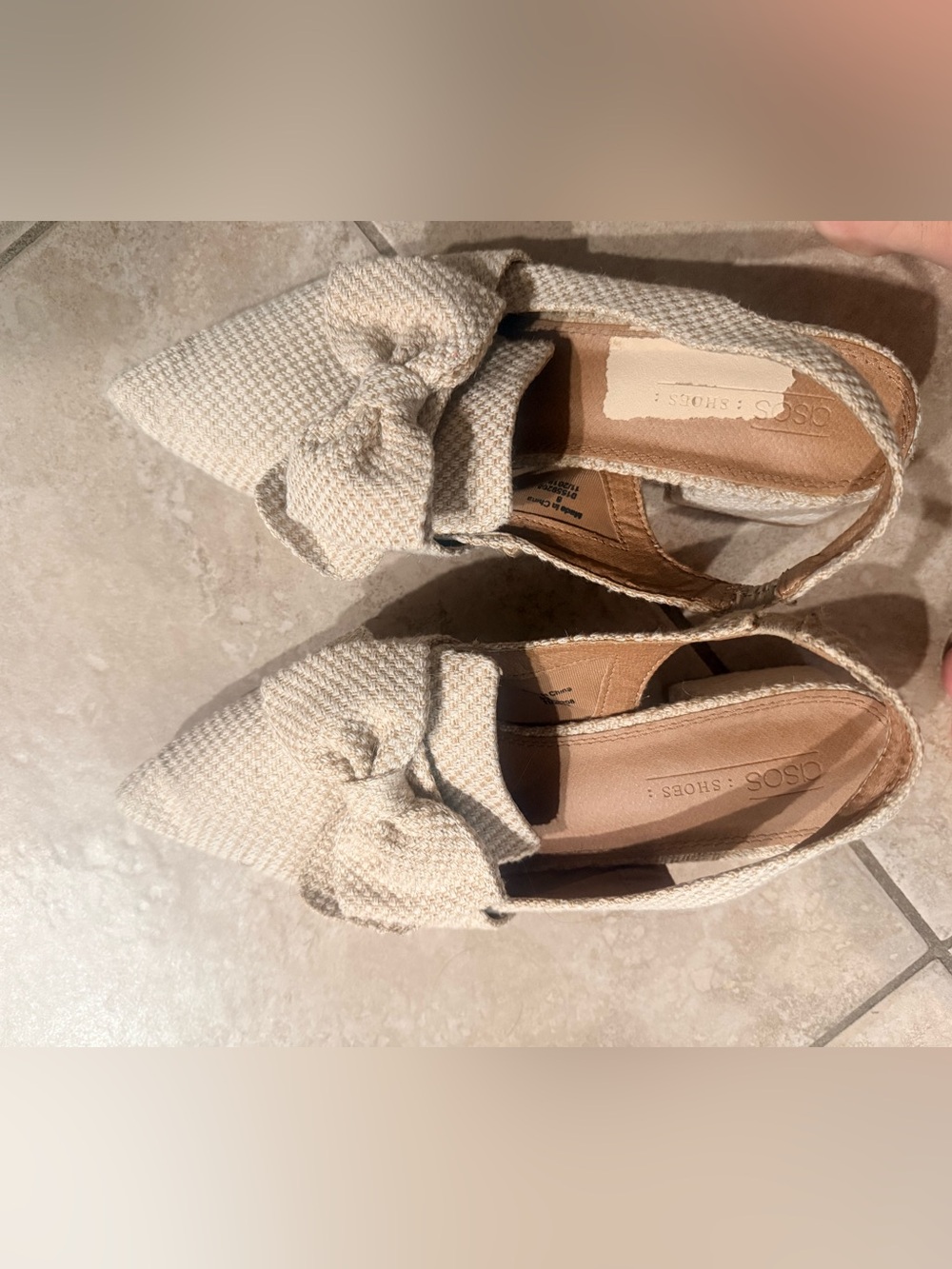 ASOS Women's Cream Pointed Bow Slingback Flats